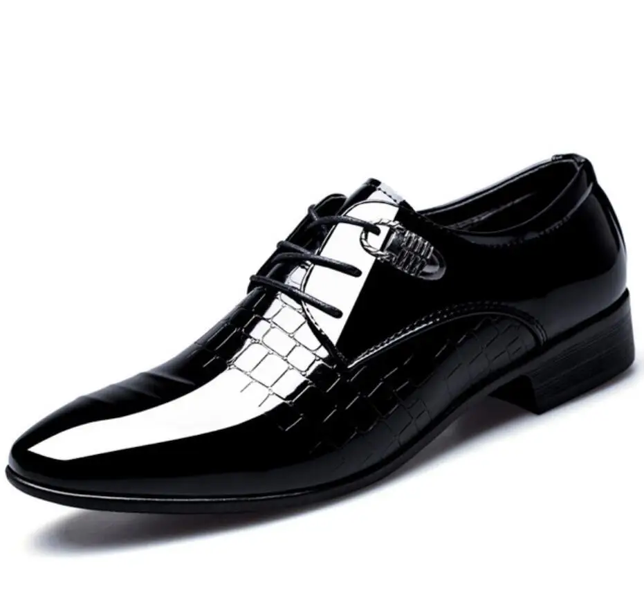 Мужские классические туфли с острым носком Кожаные Туфли-оксфорды для офиса 2019 |