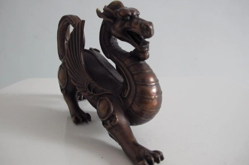 Chinese exquisite pure Red bronze copper statue fengshui fly beast lucky dragon | Дом и сад