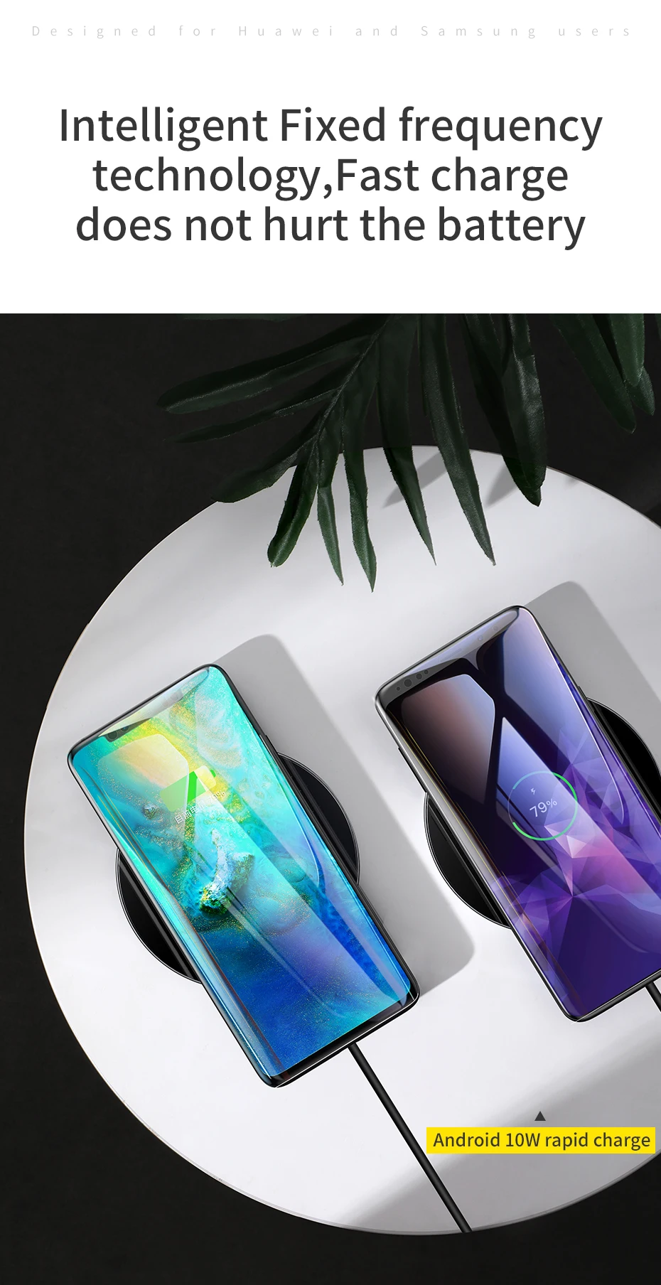 Беспроводное зарядное устройство Baseus Qi для huawei mate 20 Pro 10 Вт быстрая Беспроводная зарядная панель для iPhone 11 Pro Max X Xs samsung S9