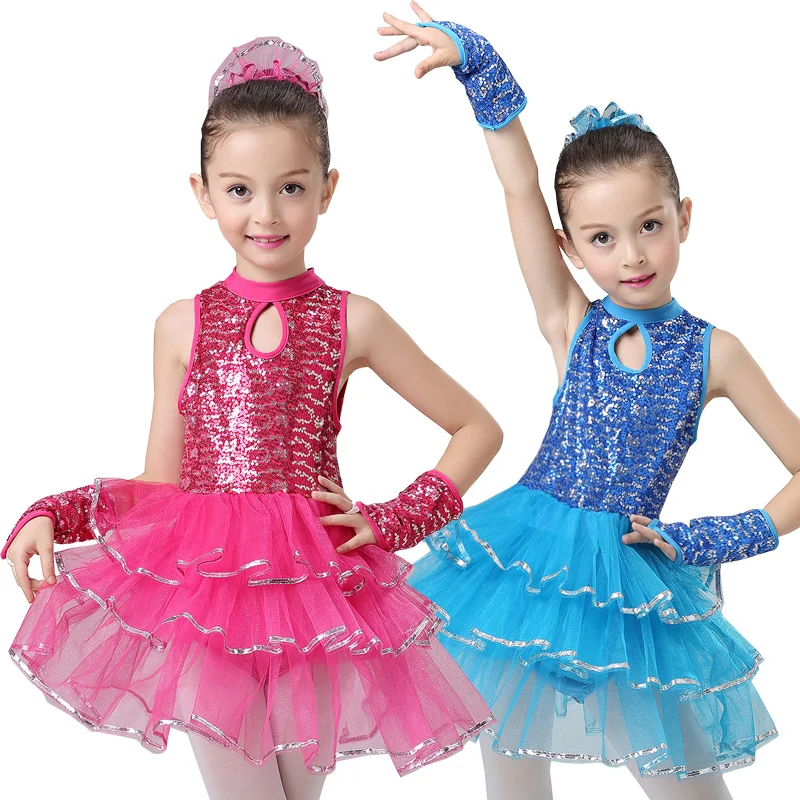 Балетное платье для девочек Танцы Костюмы Дети Джаз костюмы блестки трико танцев