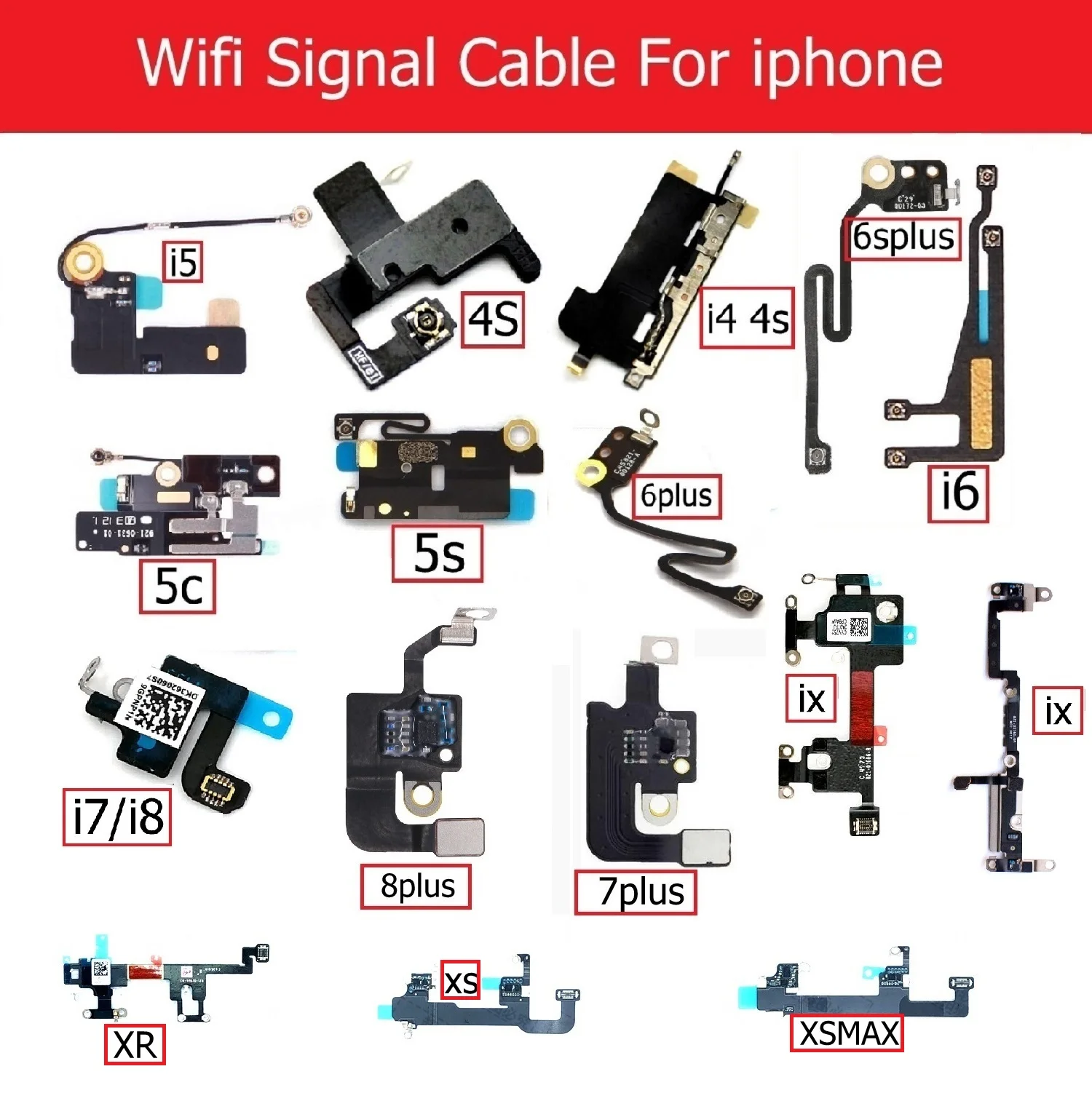 Wifi Signal Antenna Flex Cable for iPhone 4s 5S 5c 6s 7 8 plus X Xr Xs max Net work connector antenna flex cable Repair