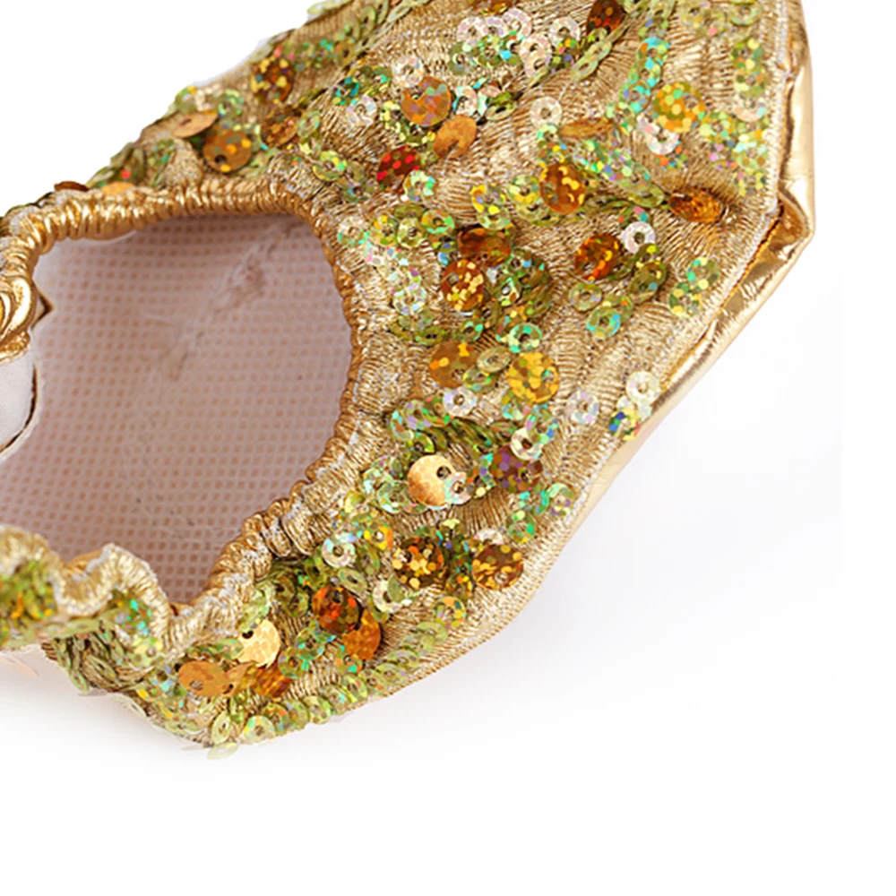 Demine танцевальная обувь колодки Очаровательные золотые плоские яркие живота