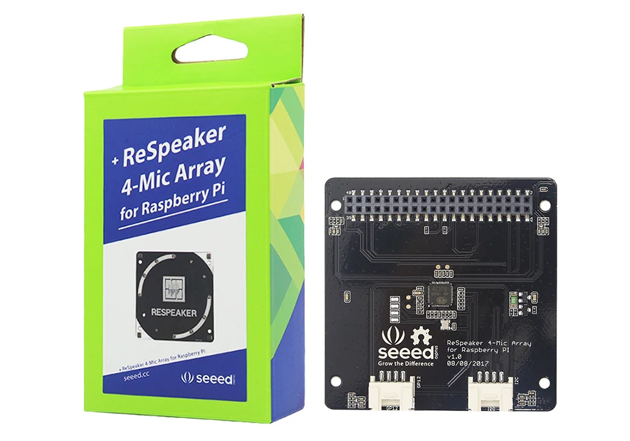 ReSpeaker 4-Mic массив для Raspberry Pi, является четырехмикрофонной платой расширения
