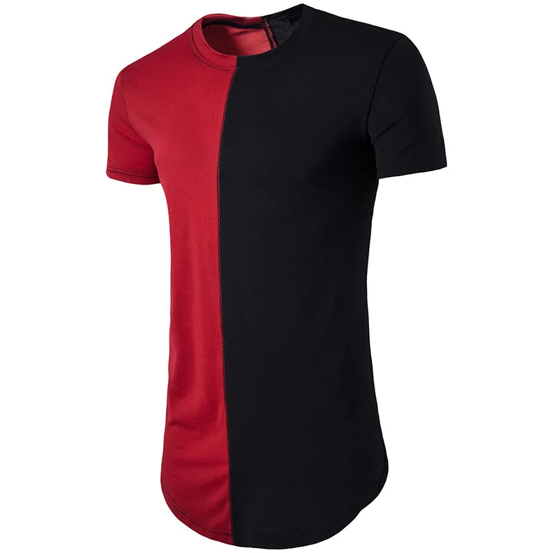 Летняя длинная Мужская футболка с коротким рукавом хлопковая Футболка