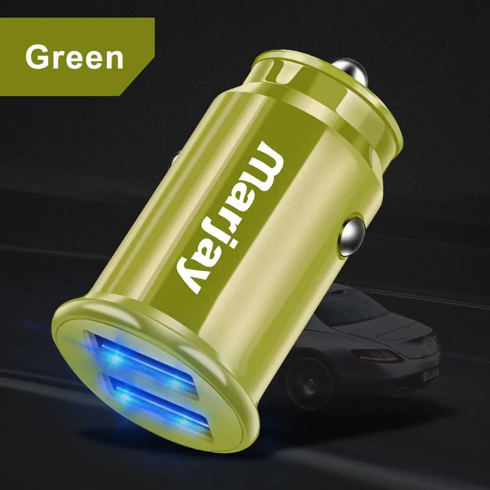 Green Marjay 3.4A светодиодный двойной USB Автомобильное зарядное устройство Adapte автомобильное зарядное устройство для iPhone 7 X 6s samsung S9 Xiaomi mi9 планшет мобильное автомобильное зарядное устройство для телефона - Тип штекера: Green