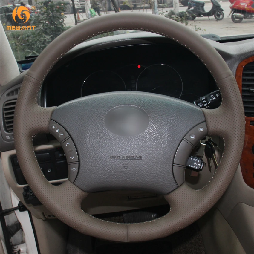 Чехол на руль MEWANT темно коричневый из натуральной кожи для Toyota Land Cruiser Prado 120 2003 2007