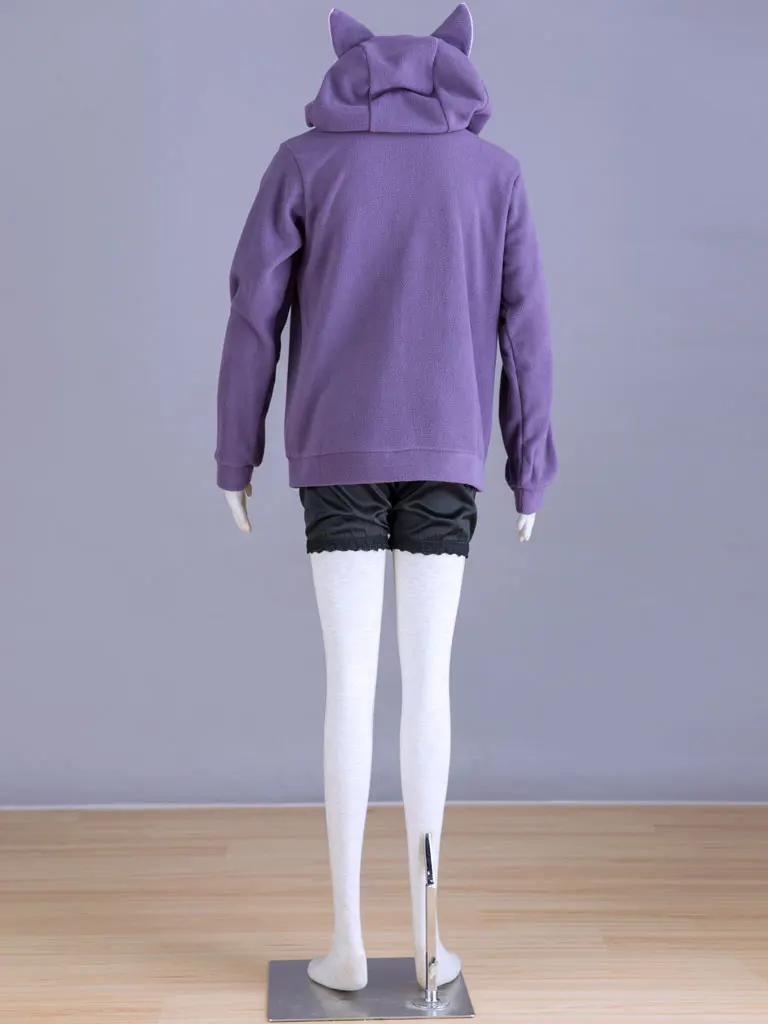 

Free Shipping Anime Cartoon Sailor Moon Anime Cosplay Black Cat Luna Cos Woman Girls purple Coat Cosplay Costume Coat top