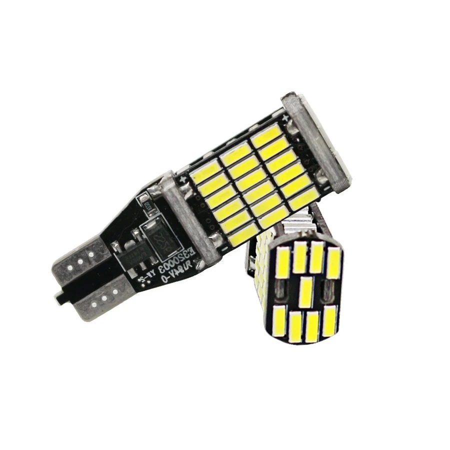 YCCPAUTO 2 шт. T15 W16W светодиодный светильник лампы 4014 45smd фары заднего хода автомобиля дополнительные тормозные лампы Белый 6500K 12V