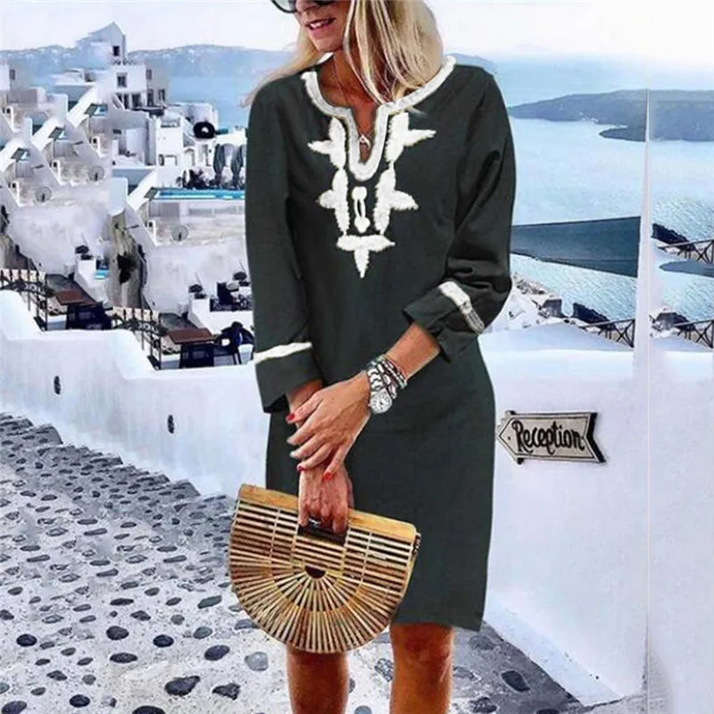 Женское винтажное платье в стиле пэчворк JAYCOSIN Повседневное с v образным вырезом и