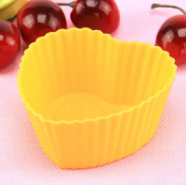 12pcs/lot 7.2cm Muffin Cupcake Silicone Cups Love Heart For DIY Baking Fondant Cake Molds D682 | Дом и сад