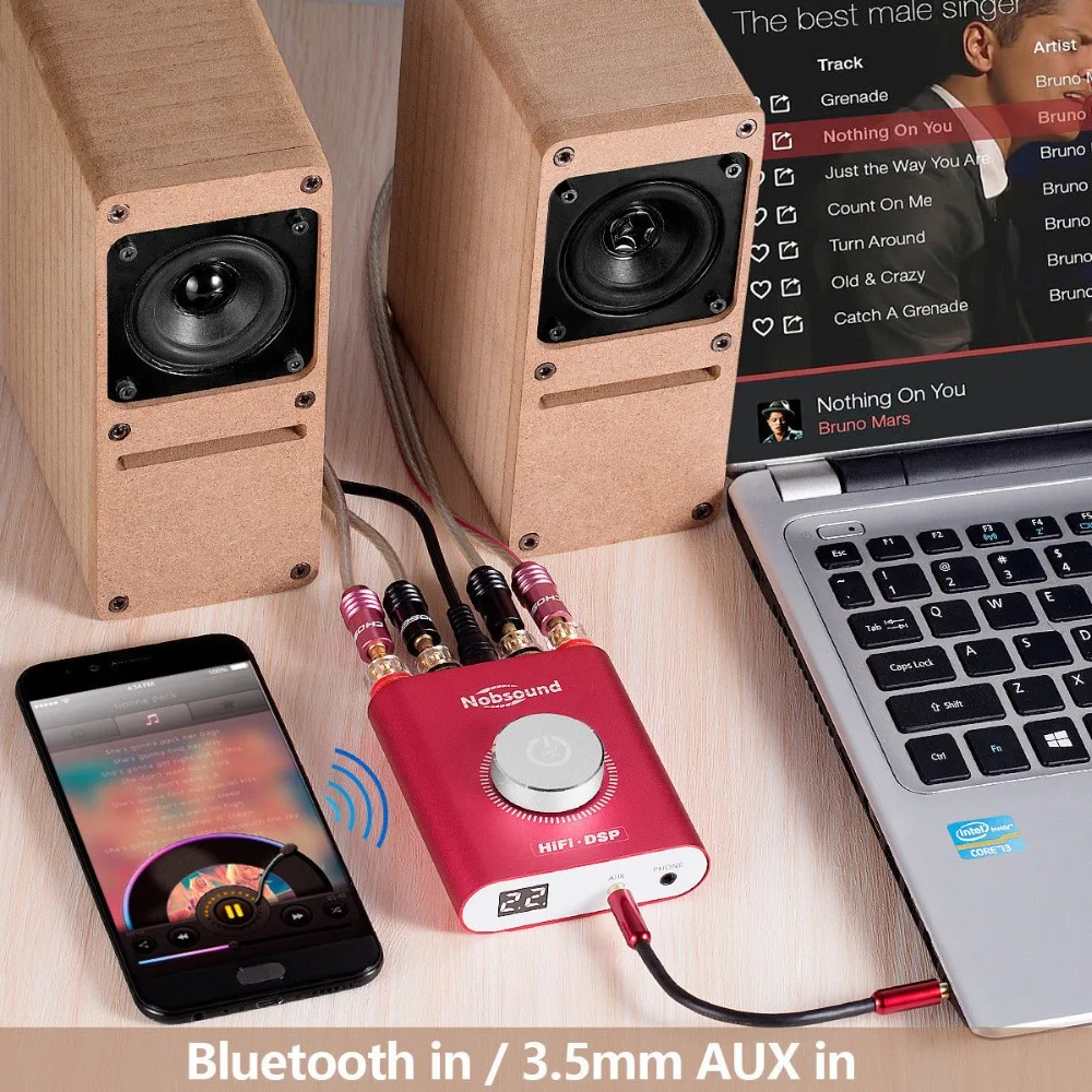 Nobsound HiFi NS-20G Мини Bluetooth 5,0 TPA3116 цифровой усилитель мощности Hifi DSP стерео усилитель для наушников 100 Вт+ 100 Вт с адаптером