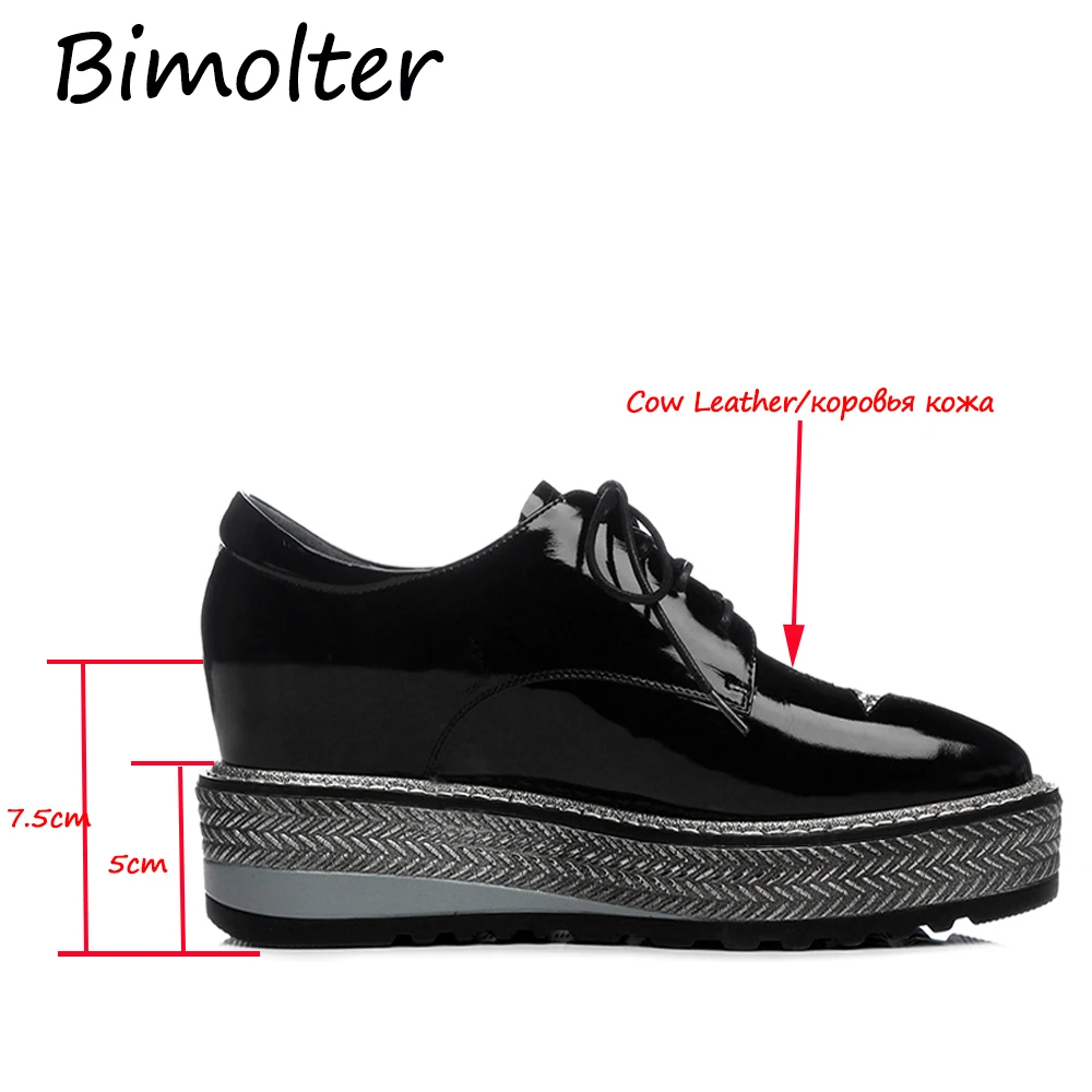 Bimolter/весенние модные кожаные Лоскутные женские туфли на платформе со звездами; женские повседневные туфли на шнуровке в свободном стиле; женская обувь на плоской подошве; NB075