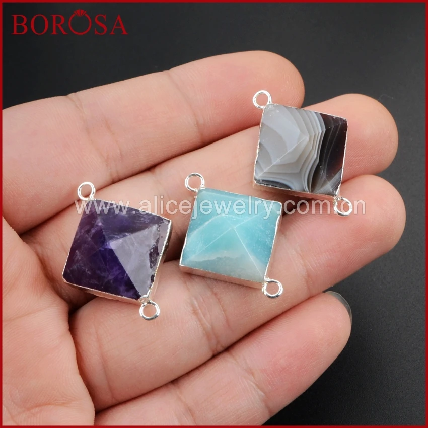 Borosa оптовая продажа Натуральный камень разъем Druzy украшения из чистого серебра