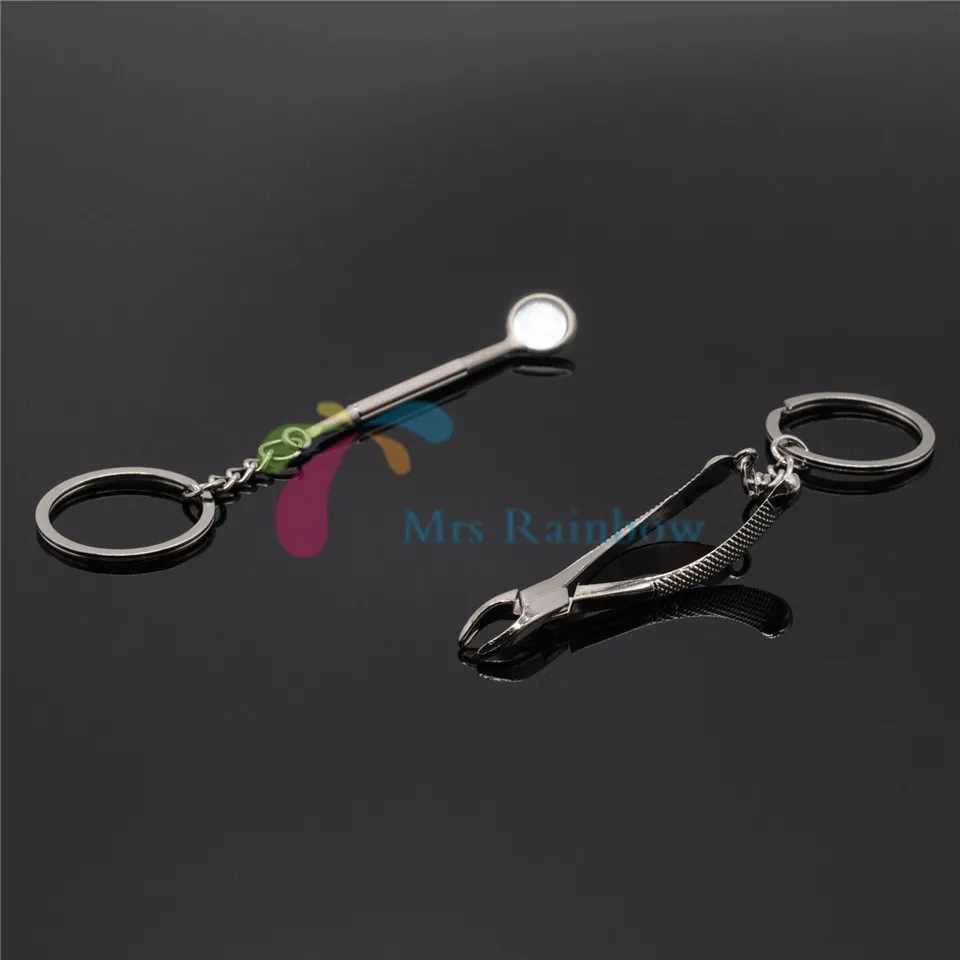 2Pcs Dental Lab Key Ring Chain Cute Mirror Forceps as Gift | Красота и здоровье
