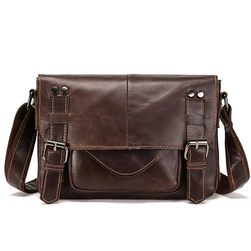 Сумка мужская из натуральной воловьей кожи винтажный мессенджер на одно плечо