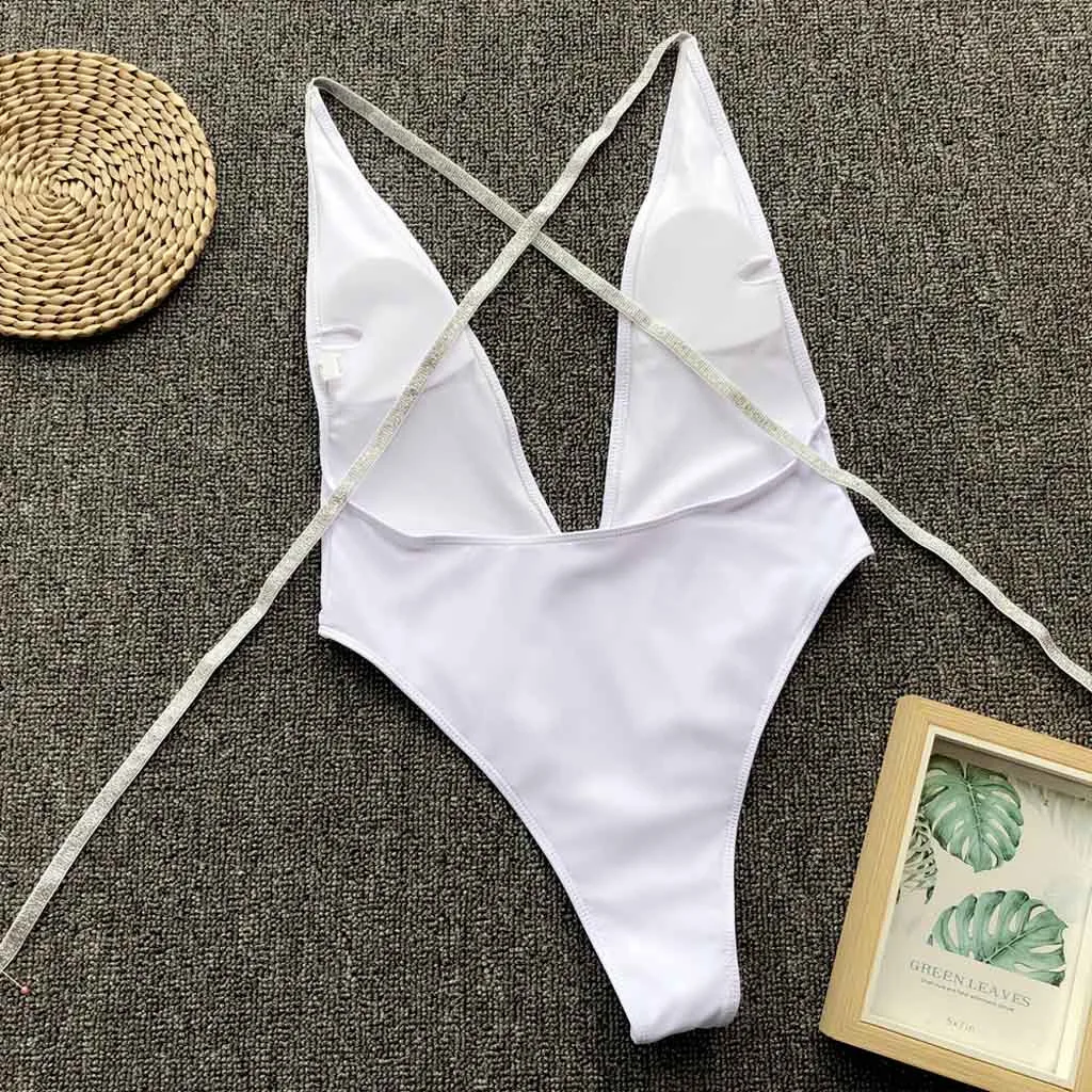 Женский купальный костюм сексуальный купальник бикини однотонный бандаж