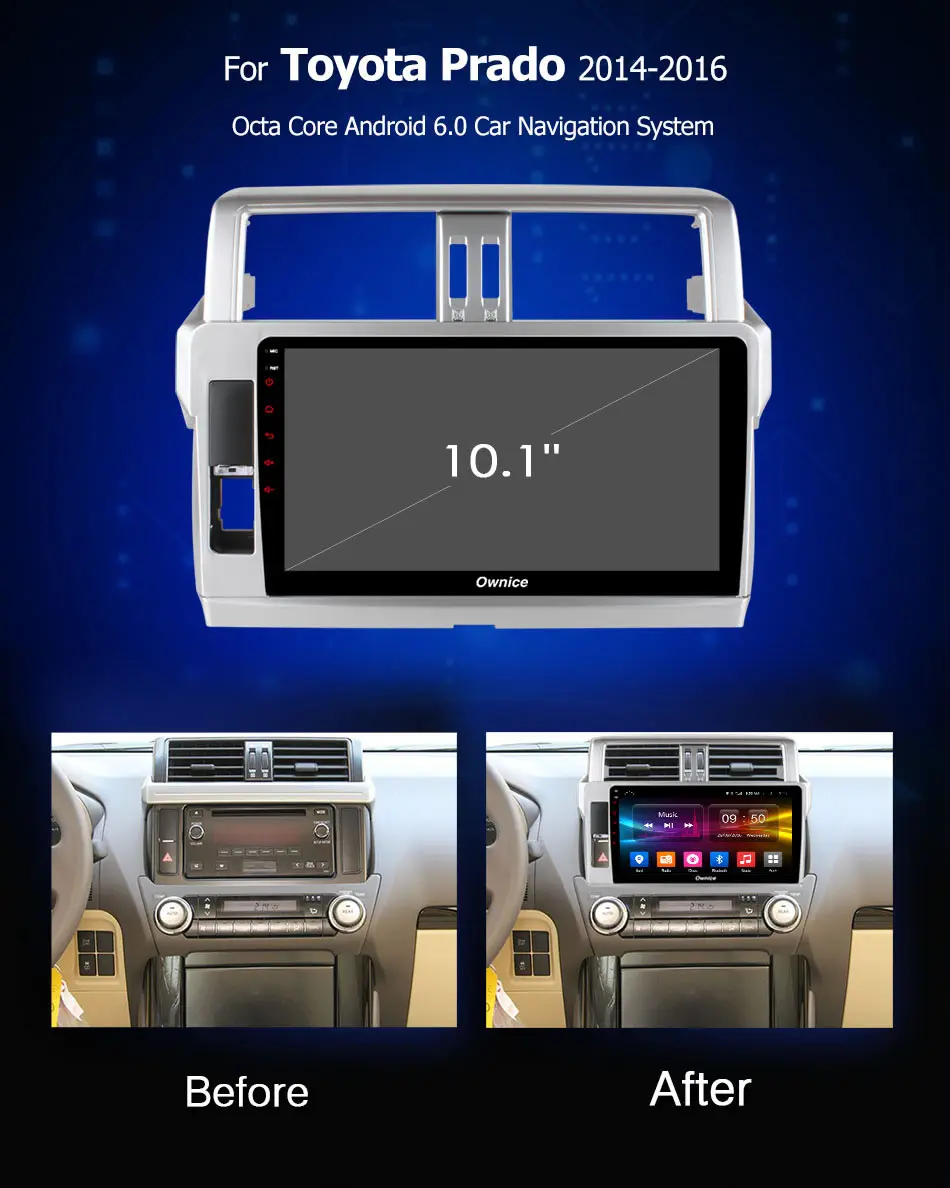 Owice 10 1 &quotAndroid 9 0 Восьмиядерный K3 K5 K6 для TOYOTA PRADO/LC150/150 2014 2015 2016 автомобильный Радио