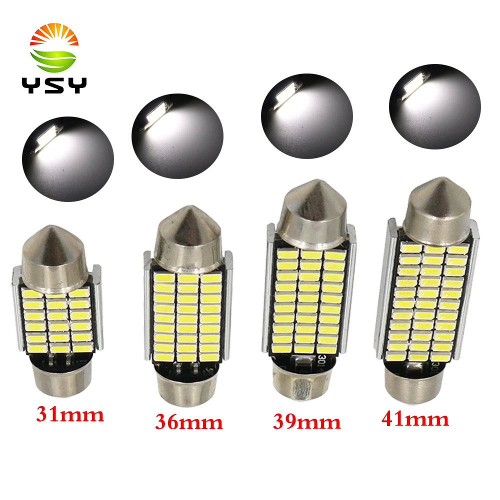 YSY 50x гирлянда 31 мм 36 мм 39 мм 41 мм светодиодный светильник C5W Супер яркий 18 27 30 33 SMD 3014 Canbus без ошибок авто Интерьер Doom лампа