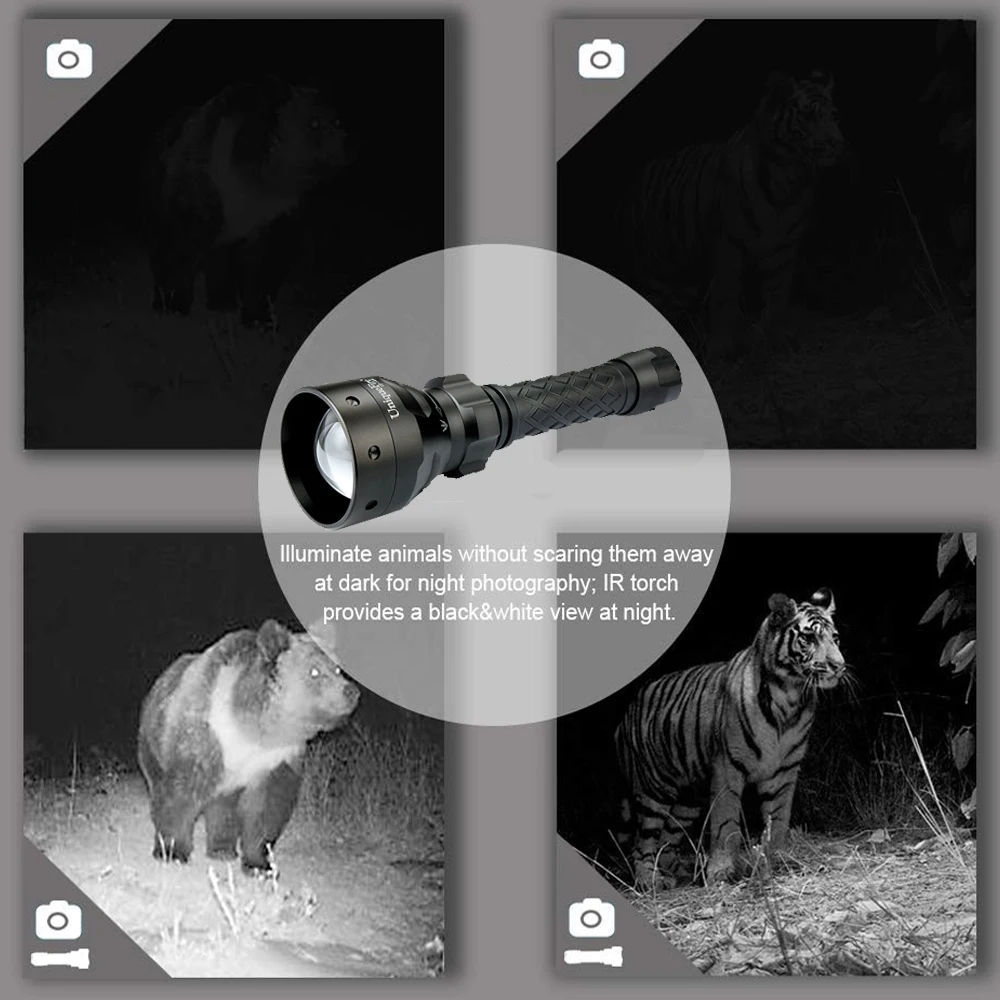 UniqueFire 1406 IR 850nm Flashlight Adjustable Hog and Coyote Hunting Infrared Led Lighting Lamp+One-Slot Charger Torch Set | Лампы и