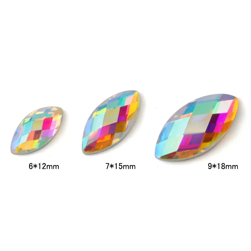 QIAO Crystal AB Navette/каплевидные стразы с плоской задней стороной, стразы из хрустального стекла для украшения одежды высокого качества