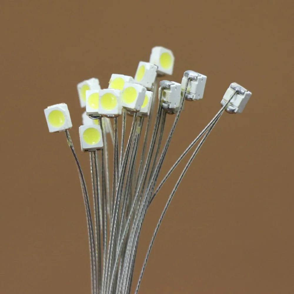 T3528WM 20 шт. SMD Led 3528 предварительно припаянные Проводные провода micro litz теплый белый