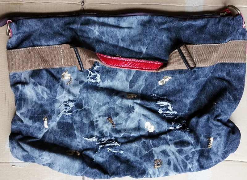 Женские большие сумки блестки носить отверстие в стиле панк Повседневная