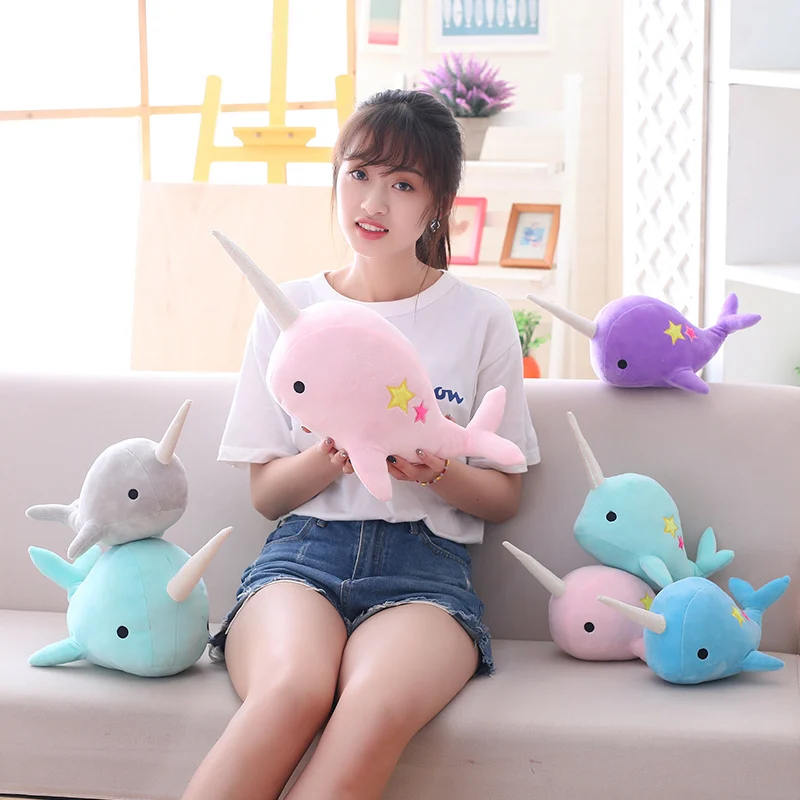 

25cm/35cm Cute Plush Narwhal Toys Stuffed Animals Soft Doll blue Whale Plush Toy Kids Dolls Birthday Christmas Gifts Girls Toys