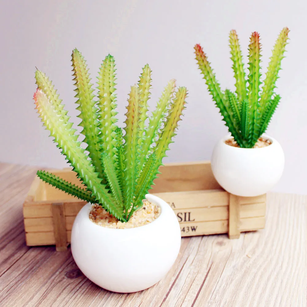 Зеленые пластиковые искусственные кактусы растения для домашнего сада Декор