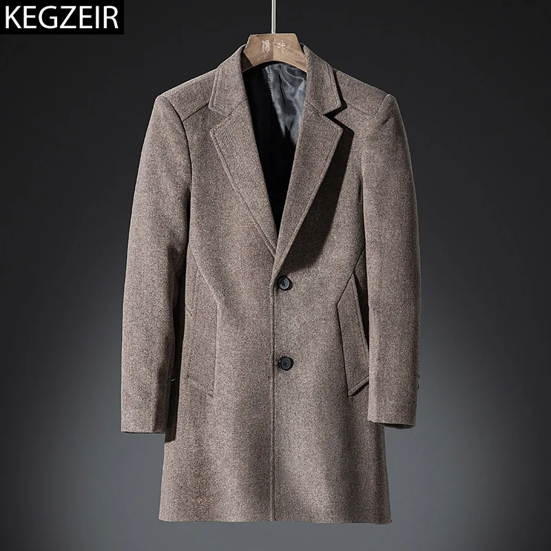 

KEGZEIR Winter Fashion Long Wool Coat Men Jacket Warm Thick Slim Mens Pea Coat Business Casual Male Trench Coat Abrigo Hombre