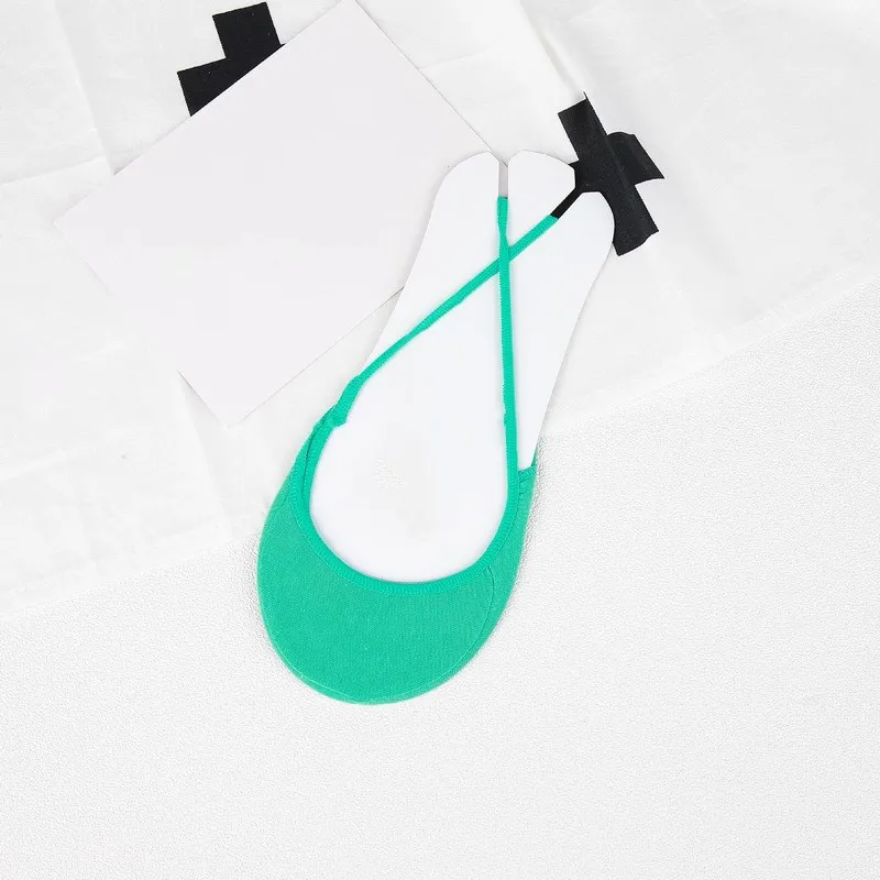 green Jeseca/5 пар/лот, яркие цвета, невидимые носки, тапочки, женские летние дышащие носки, носки для девочек, хлопковые мягкие нескользящие носки-башмачки - Цвет: green
