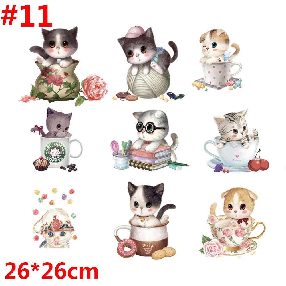 С милым рисунком кота PatternPatches передачи тепла приклеивающиеся утюгом нашивки