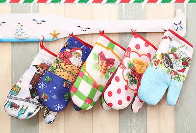 Перчатки для духовки выделенные перчатки термостойкий Коврик Рождественский