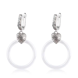 White Earrings Классический дизайн, романтические женские серьги с милым сердцем, ювелирные изделия, AAA кубический цирконий, камень, серьги-гвоздики для женщин, элегантные свадебные - Окраска металла: White Earrings