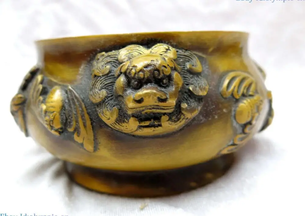 Изящная латунная кадильница из Китая резная медная Тигровая ручная много
