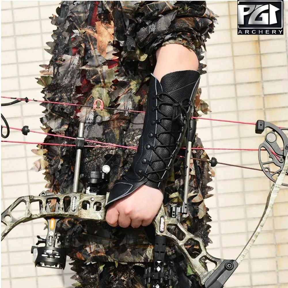 PG1ARCHERY Archery Arm Guard для охоты на лук унисекс кожаный защитный кронштейн рук перчатки