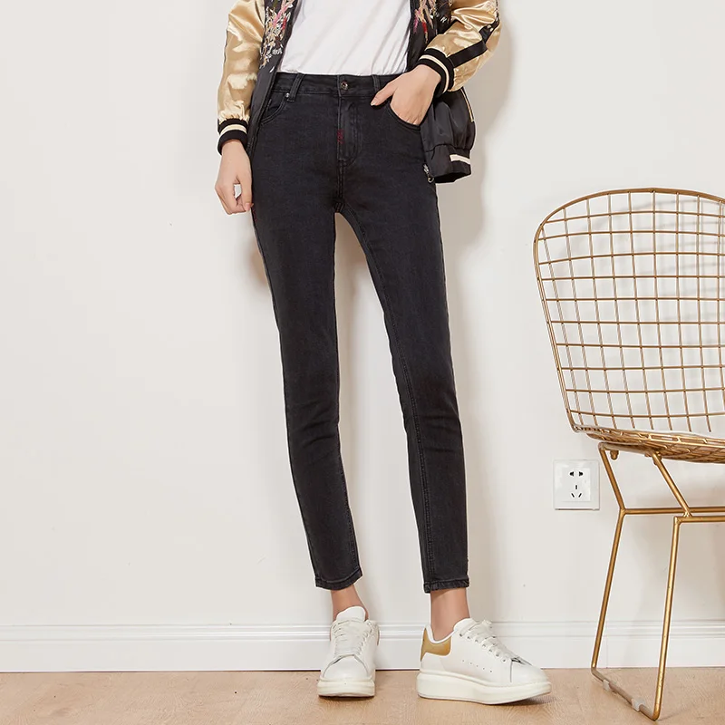 LEIJIJEANS Новое поступление весенние леггинсы размера плюс серые женские джинсы