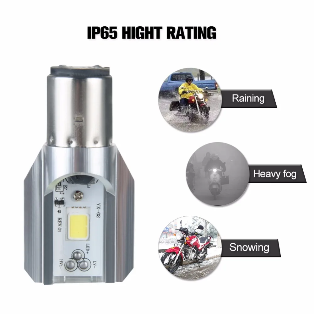 Foxcncar LED Ba20d 6000K лампы фар мотоцикла H6 COB 12V 1000LM мото передняя лампа аксессуары