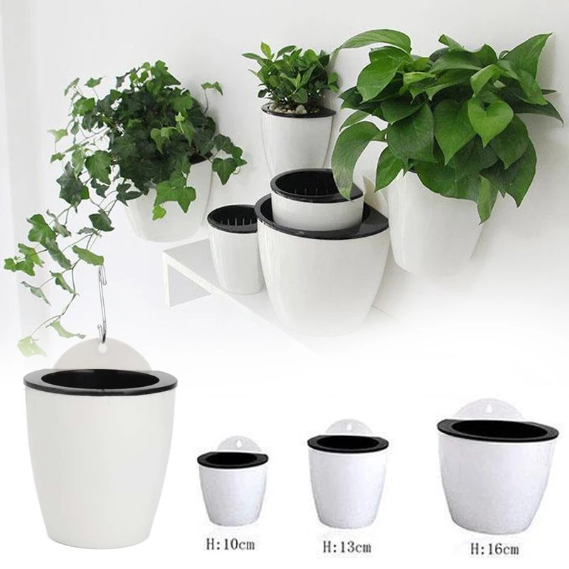 Самополивающийся горшок для цветов настенный пластиковый плантатор корзина