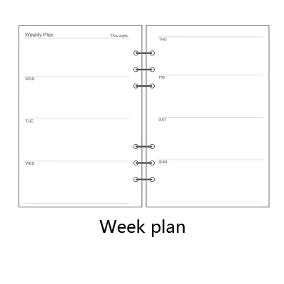 week plan A7, A6, A5, прозрачный переплет с отрывными листами, записная книжка, внутренняя основная Обложка, записная книжка, пуля, журнал, планировщик, канцелярские принадлежности для офиса - Цвет: week plan