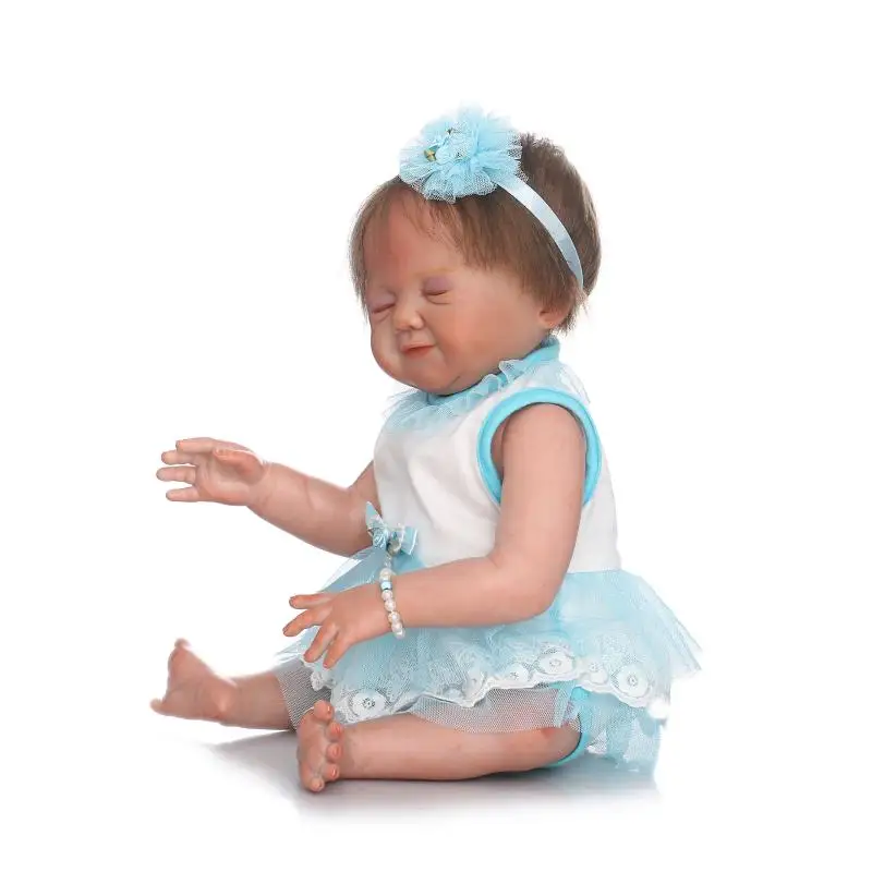 20&quot50cm Full Silicone Reborn Babies Dolls closed eyes stylish classic babydoll Xmas Birthday Gift Present Bathe Toy | Игрушки и