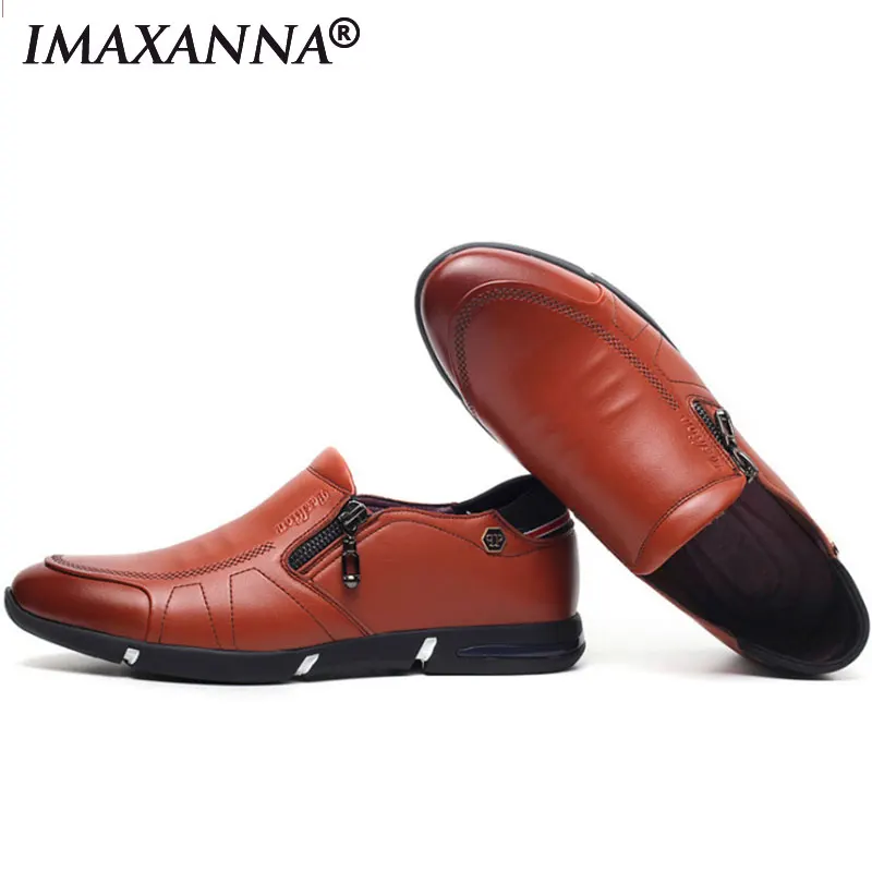 IMAXANNA Men Casual Shoes Leather High Quality Flats Walking Breathable Comfortable | Обувь