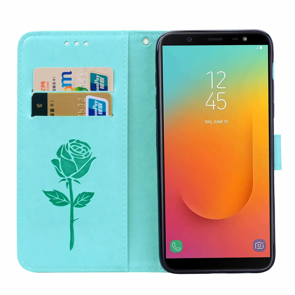 Кожаный чехол для Samsung Galaxy J8 J6 J4 J2 Pro с рельефной розой откидной Чехол-кошелек