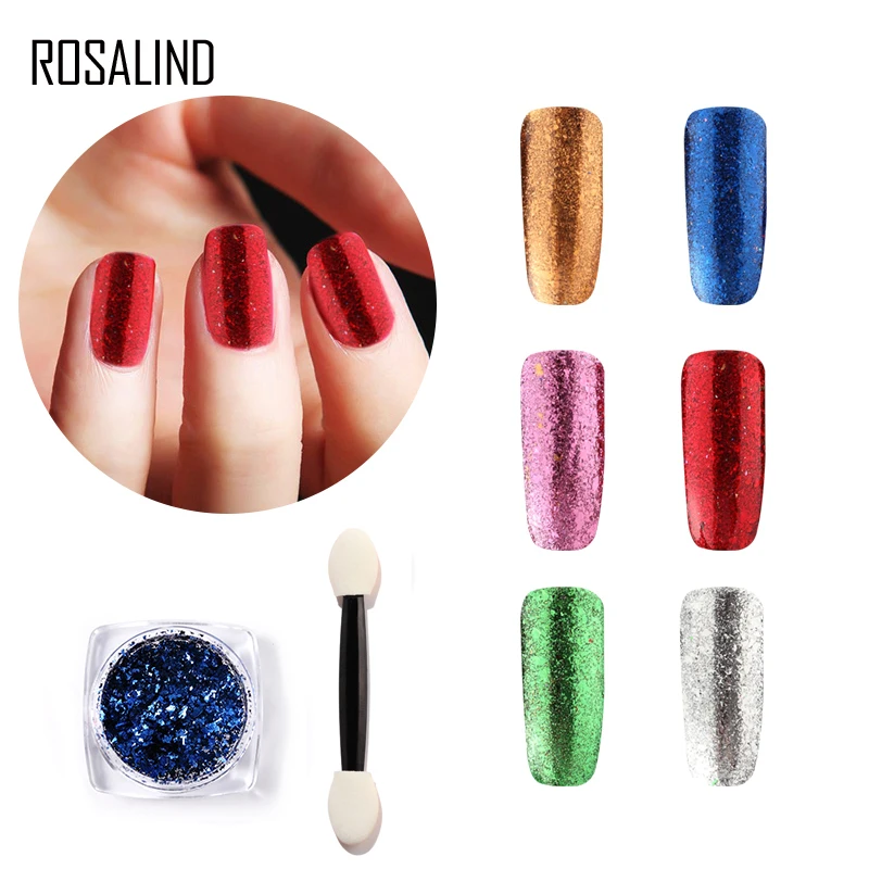 ROSALIND 1 шт. Блестящий Galaxy блеск для ногтей волшебный эффект порошки для ногтей Маникюр для ногтей Гель-лак хромированные пигментные украшения