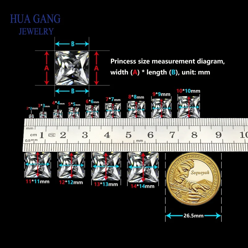 

1.5x1.5~14x14mm 5A Lavender Square Shape Princess Cut CZ Stone Synthetic Gems Cubic Zirconia For Jewelry