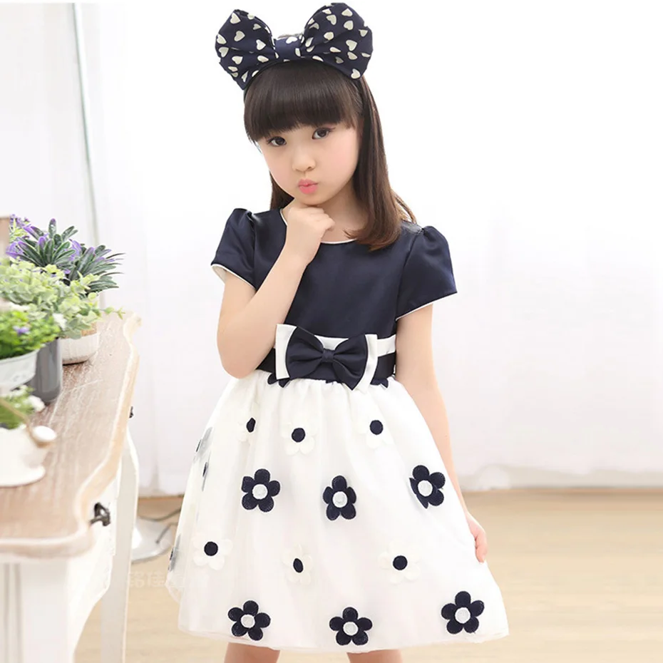 Summer Girls Dresses Princess Dress Kids Mesh Floral Girl Bow Clothes Teenage Clothing 6 8 12 Years | Детская одежда и обувь