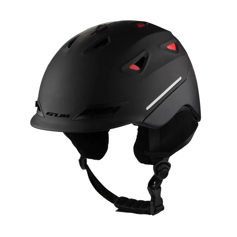 Helmet Black Лыжный шлем цельно-Формованный сноуборд шлем для взрослых мужчин и женщин Спорт на открытом воздухе катание скейтборд лыжный шлем очки - Цвет: Helmet Black