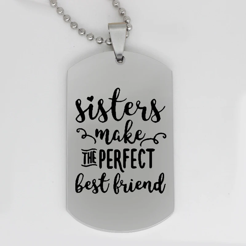 

Ufine jewelry girl's gift pendant army card sisters make the perfect best friend stainless steel Customed necklace N4092