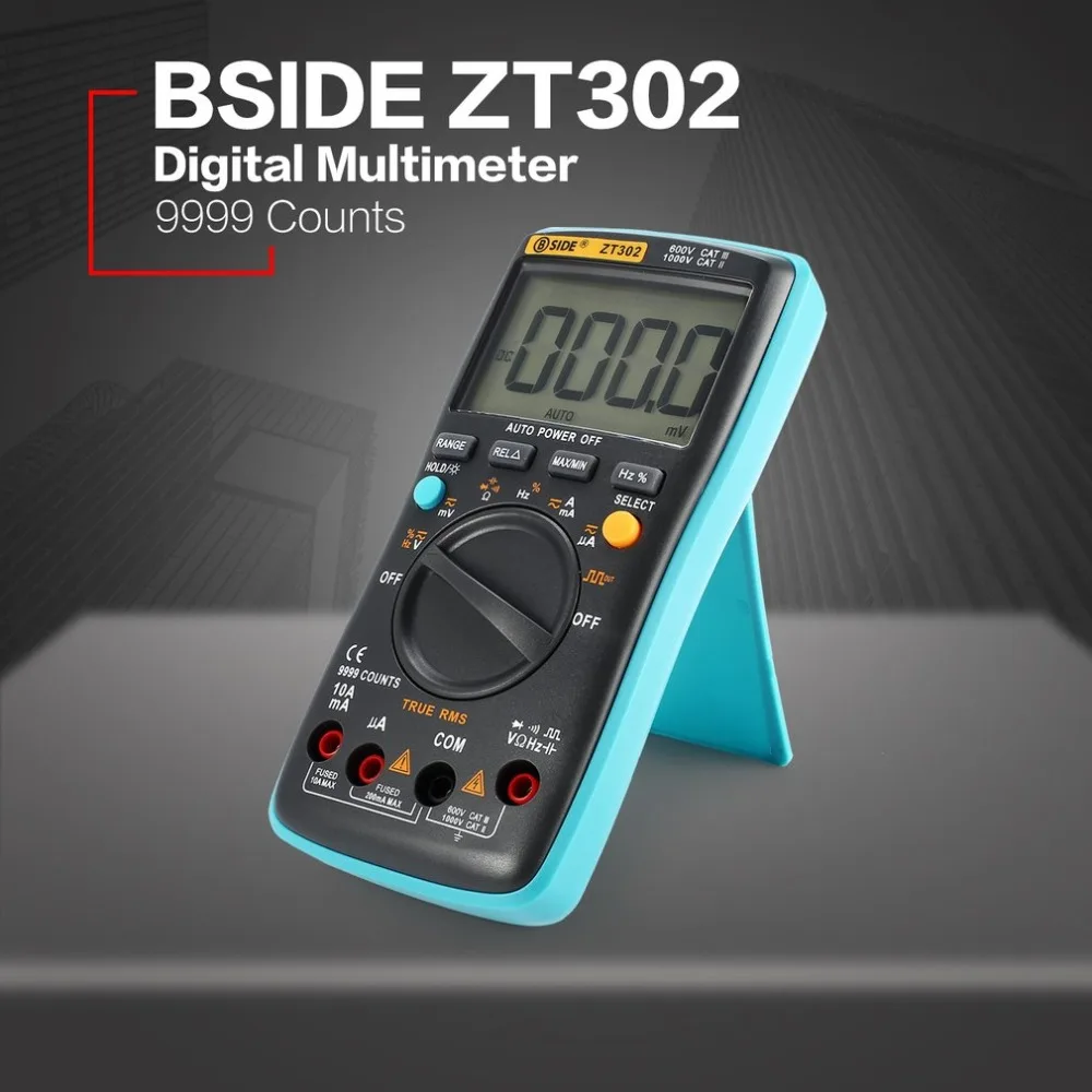 BSIDE ZT302 Цифровой мультиметр 9999 число истинных RMS AC/DC Вольт Ампер Ом Емкость Частота
