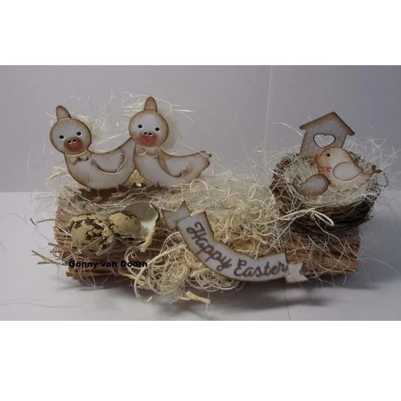 Пасхальный цыпленок трафареты для резки металла DIY Скрапбукинг альбом фото