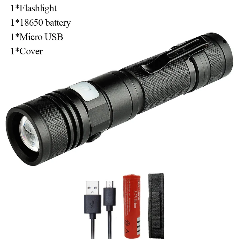 Include battery Litwod z30 1301 тактический светодиодный фонарь 4000 люмен XM-L T6 Zoomable 5 режимов алюминиевый фонарь для кемпинга с Micro USB - Испускаемый цвет: Include battery